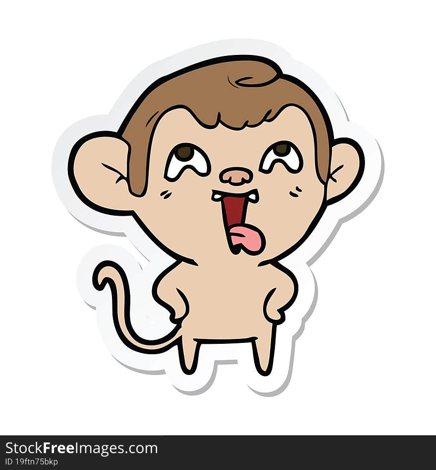 Sticker Of A Crazy Cartoon Monkey