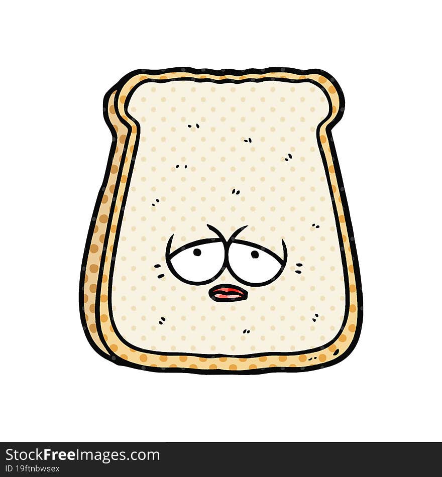 cartoon tired old slice of bread. cartoon tired old slice of bread