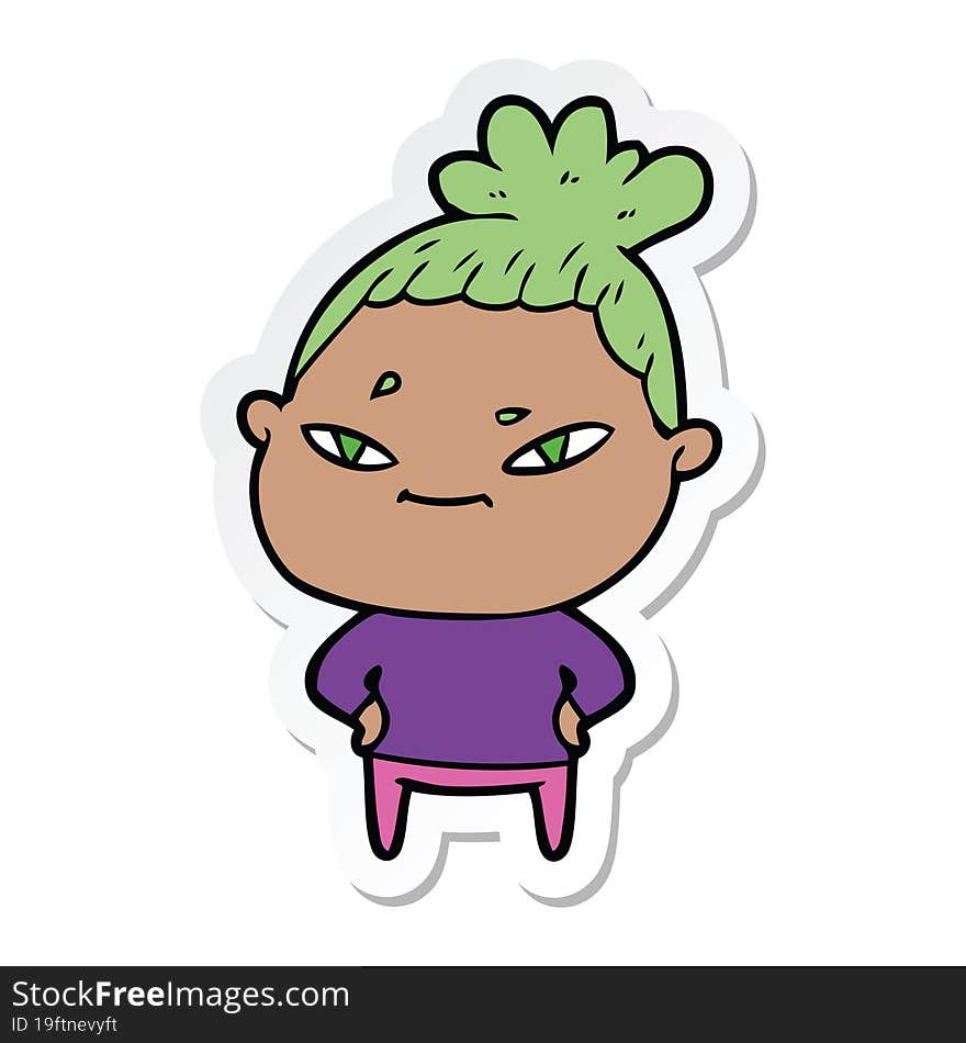 sticker of a cartoon woman