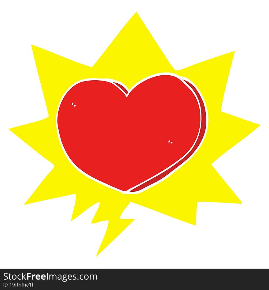 cartoon heart with speech bubble in retro style