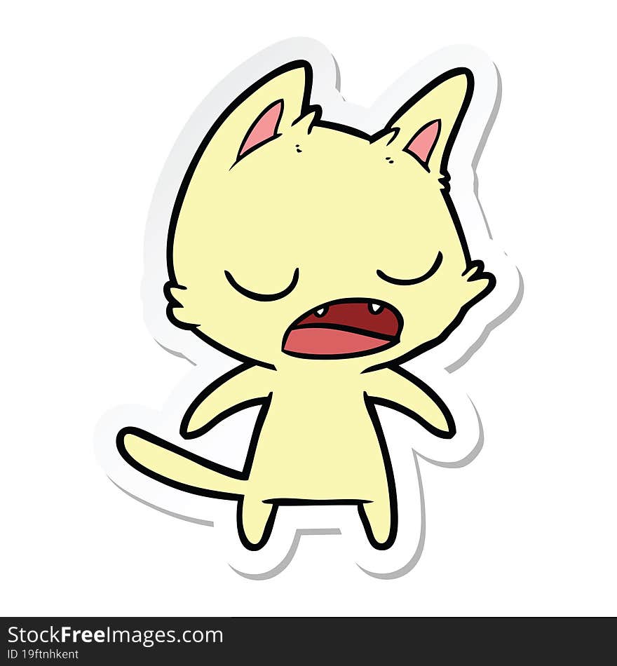 sticker of a talking cat cartoon