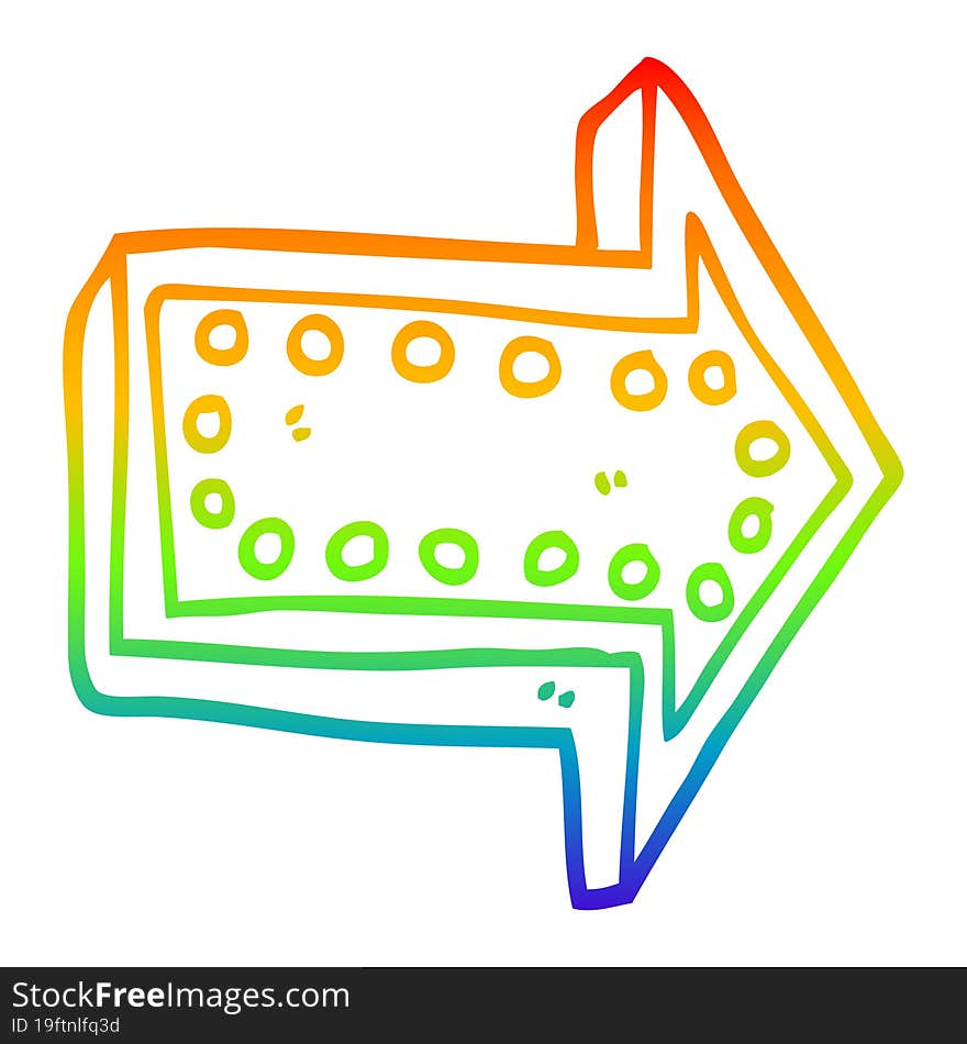 rainbow gradient line drawing cartoon arrow pointing direction