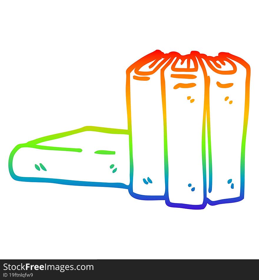 Rainbow Gradient Line Drawing Cartoon Books