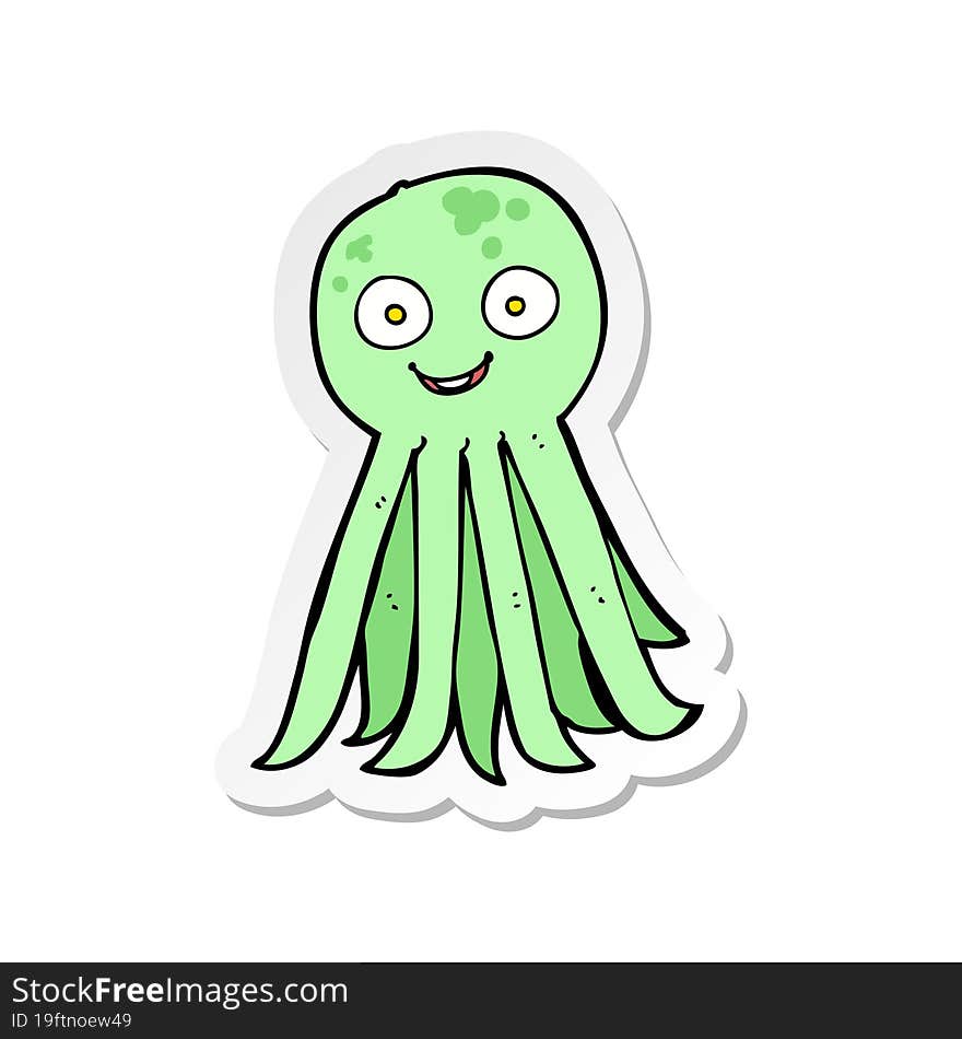 Sticker Of A Cartoon Octopus