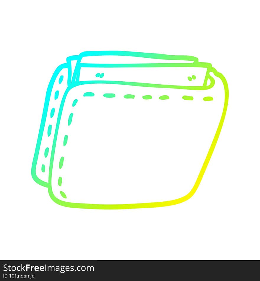 cold gradient line drawing cartoon wallet full of cash