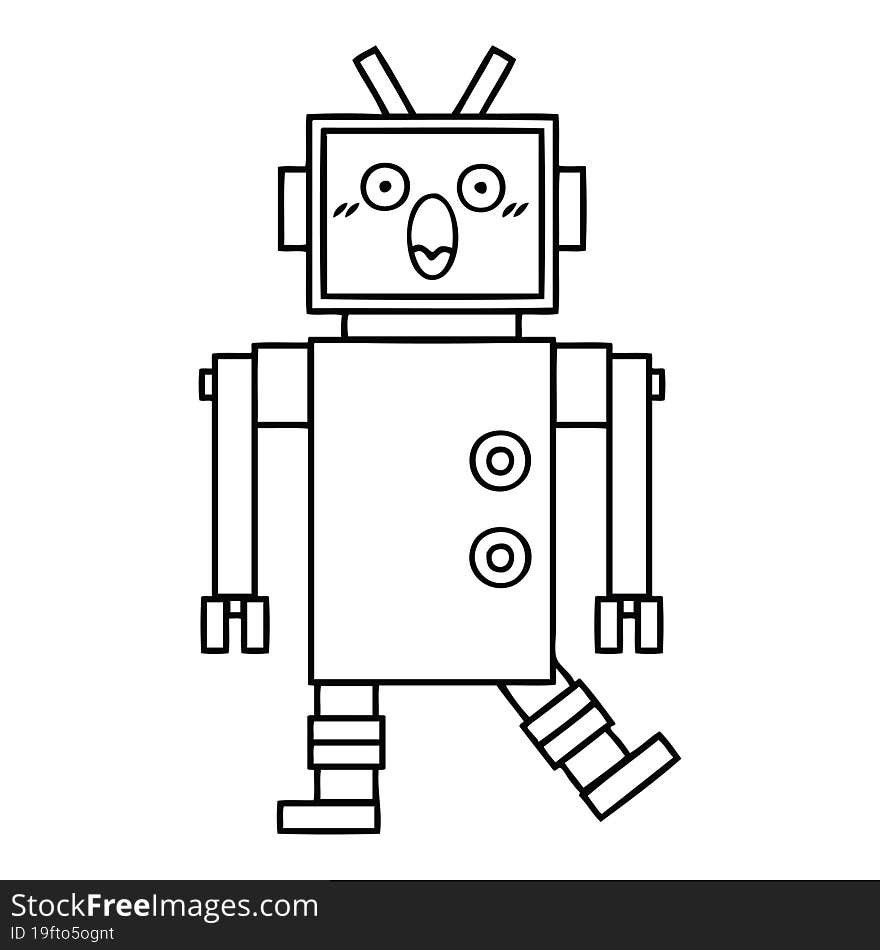 Line Drawing Cartoon Robot