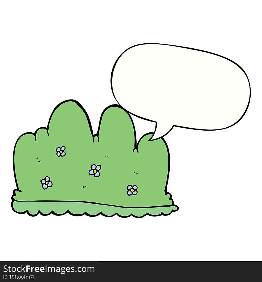 cartoon hedge and speech bubble