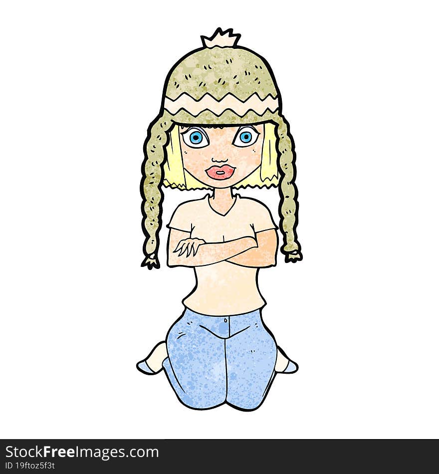 Cartoon Woman Wearing Hat