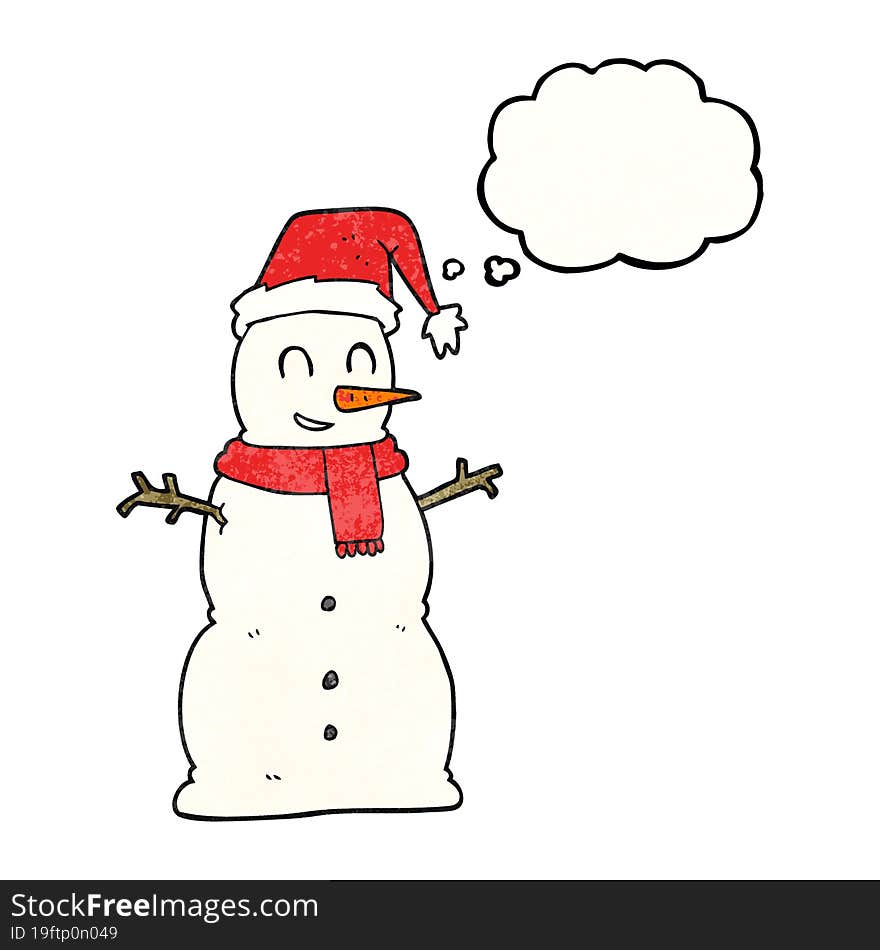 thought bubble textured cartoon snowman