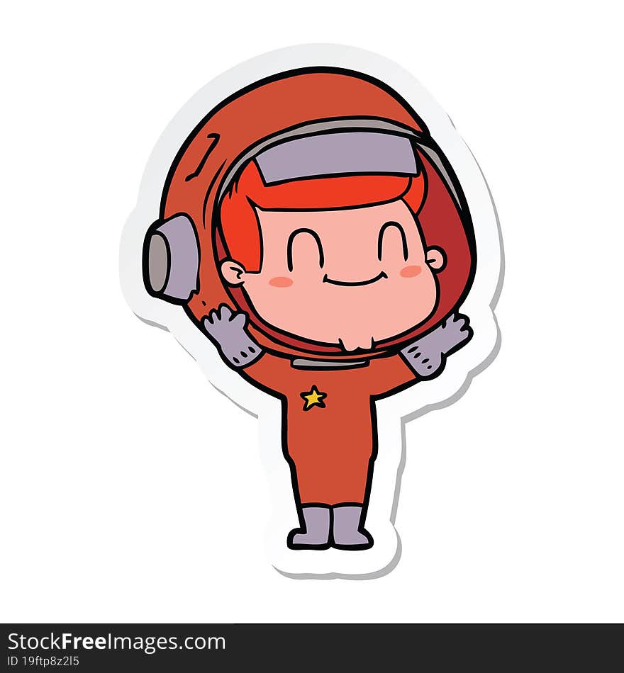 sticker of a happy cartoon astronaut man