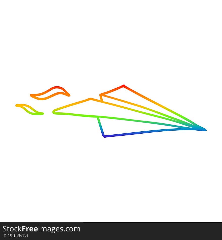 rainbow gradient line drawing cartoon paper airplane