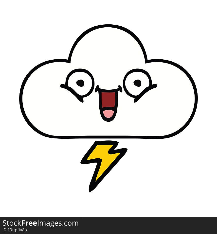 cute cartoon of a thunder cloud. cute cartoon of a thunder cloud