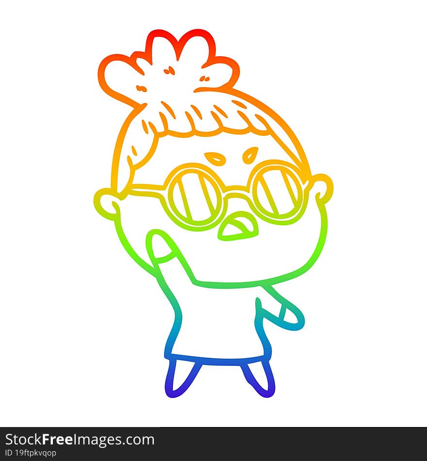 rainbow gradient line drawing cartoon annoyed woman