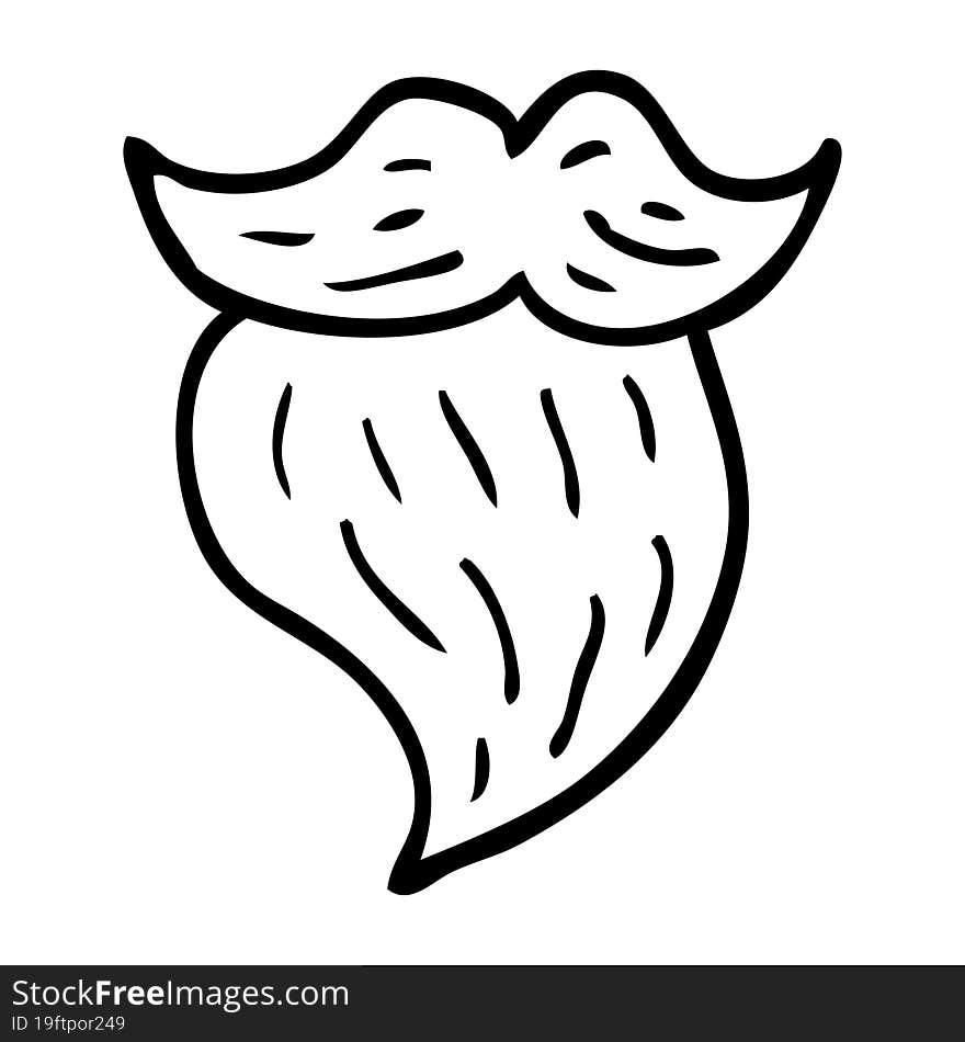 Line Drawing Cartoon Mans Facial Brown Beard