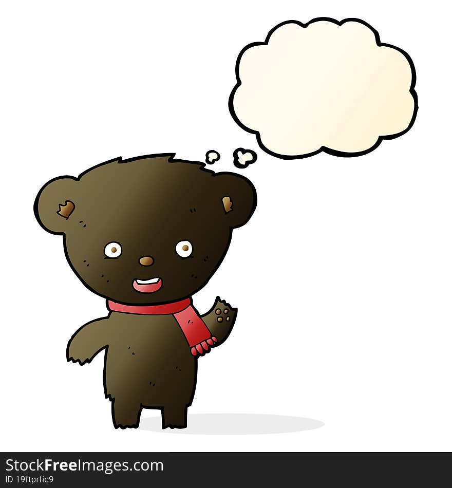 cartoon cute black bear with thought bubble