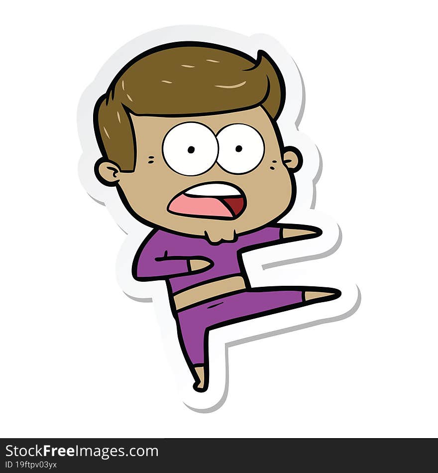 Sticker Of A Cartoon Shocked Man