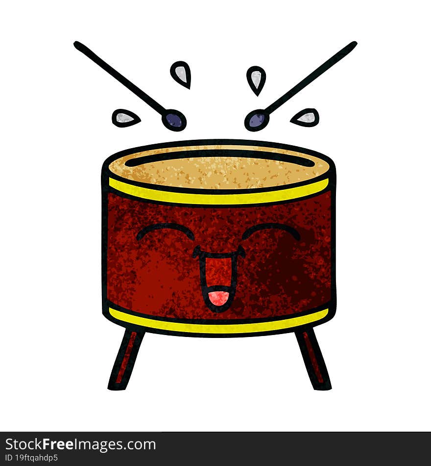 retro grunge texture cartoon of a drum