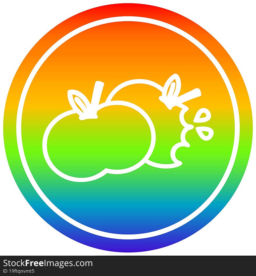 bitten apples circular in rainbow spectrum