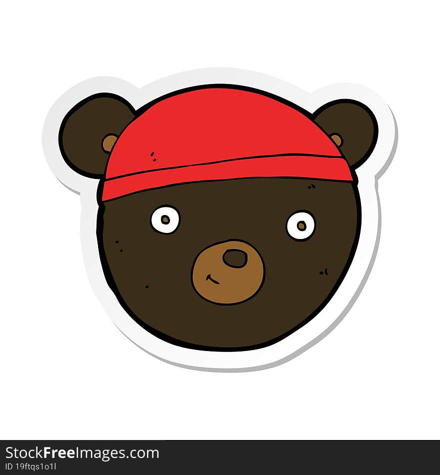 Sticker Of A Cartoon Black Bear Face