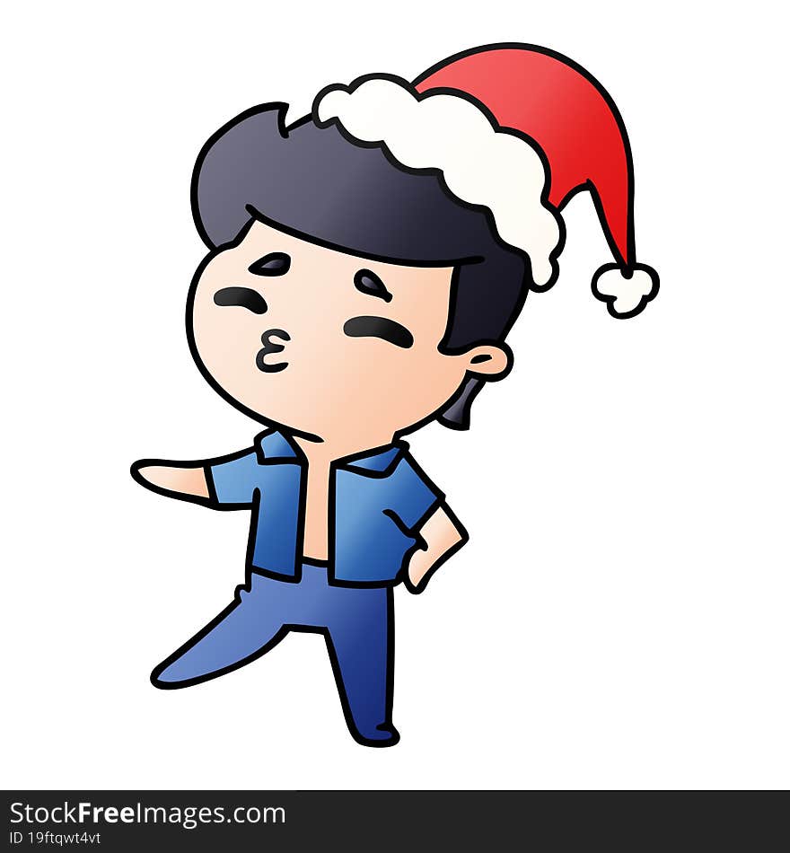 Christmas Gradient Cartoon Of Kawaii Boy