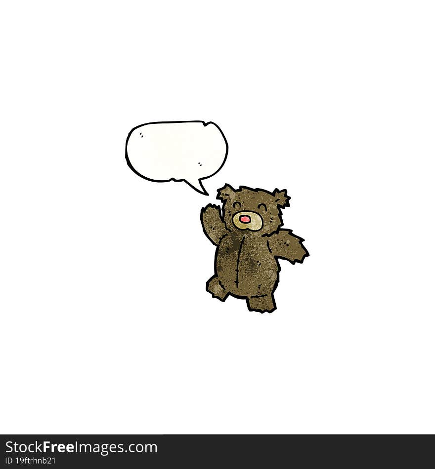 cartoon teddy bear with speech bubble