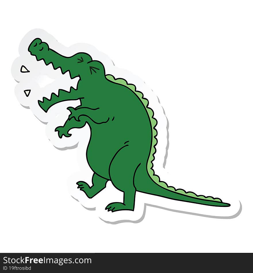 sticker of a quirky hand drawn cartoon crocodile