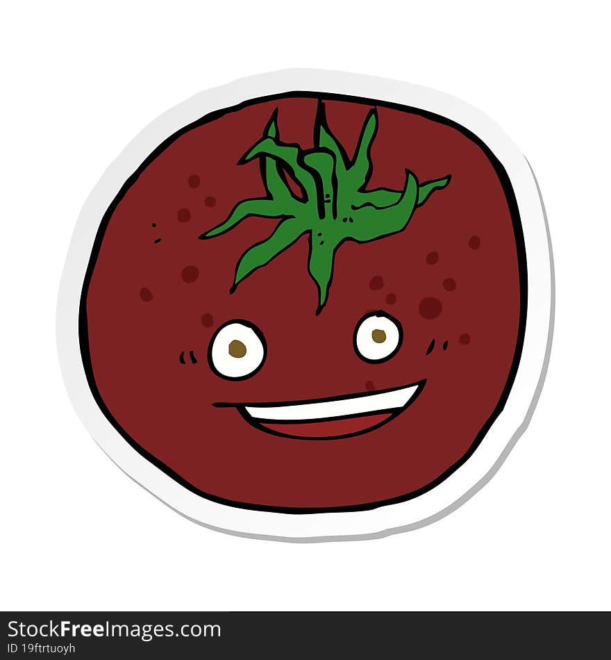 sticker of a cartoon tomato