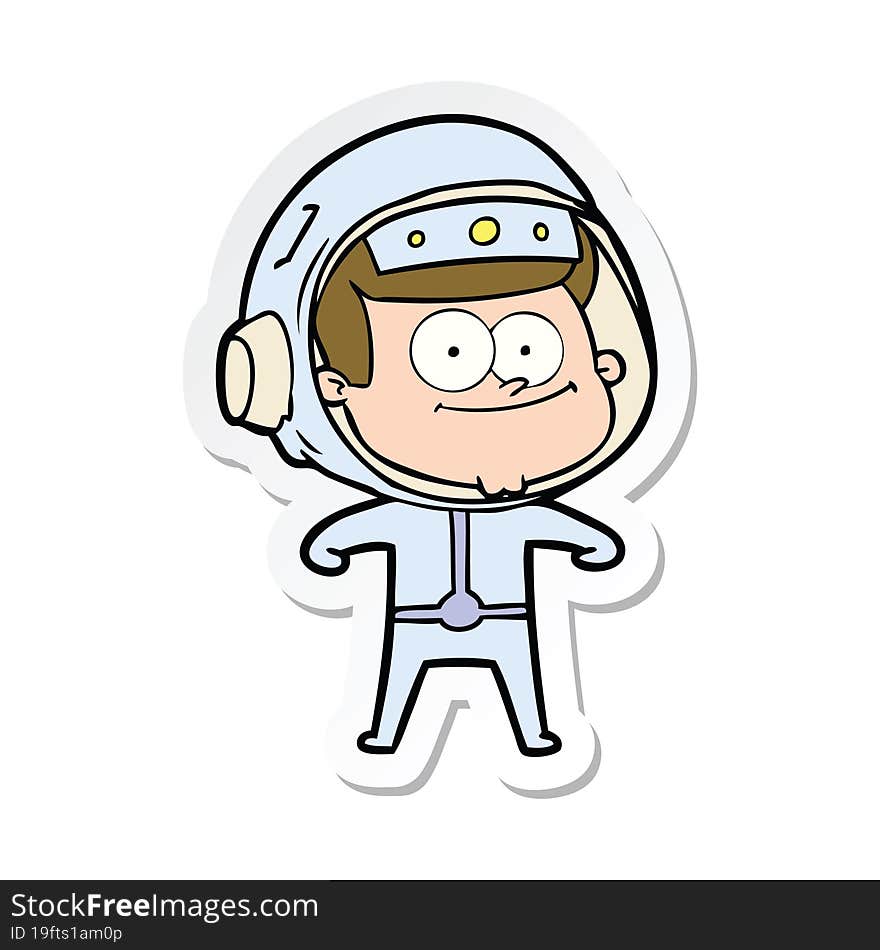 sticker of a happy astronaut cartoon