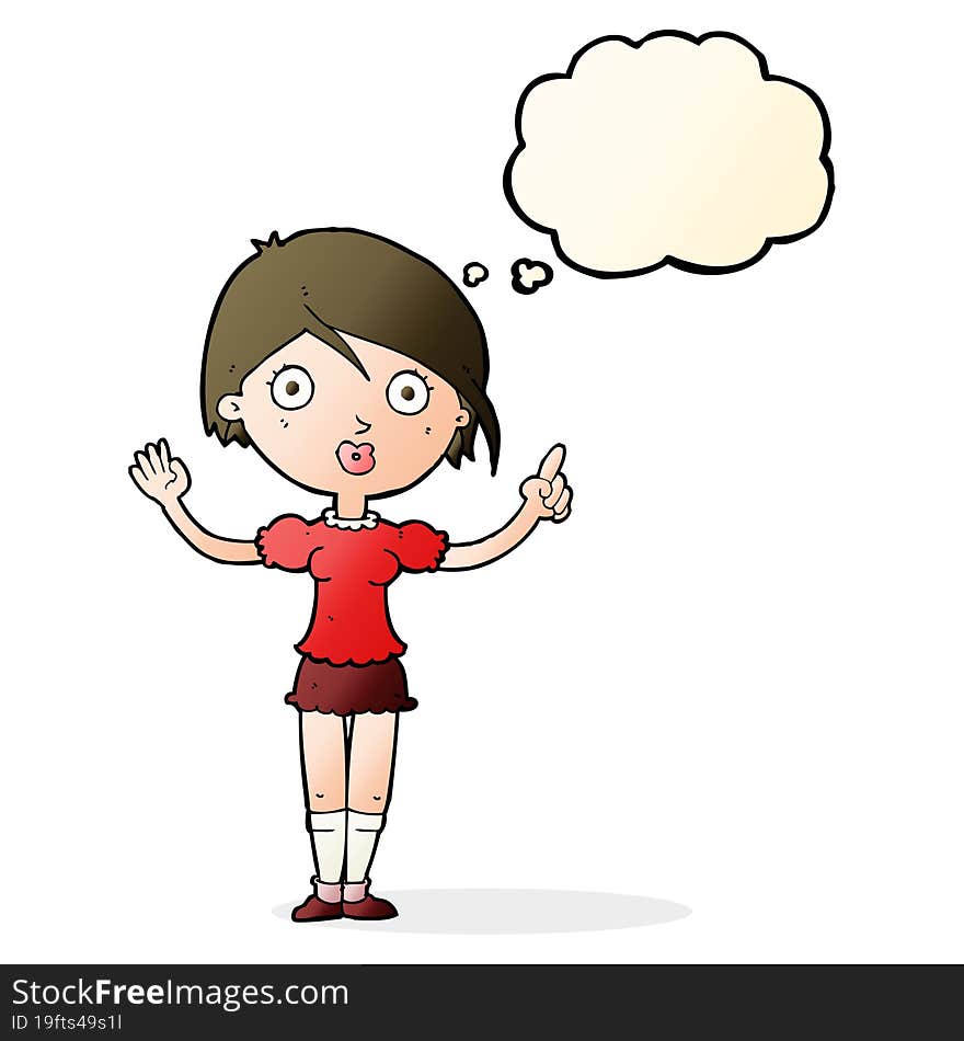 cartoon girl asking question with thought bubble