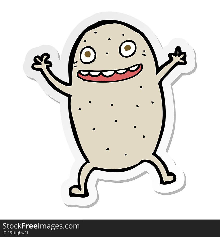 Sticker Of A Cartoon Happy Potato