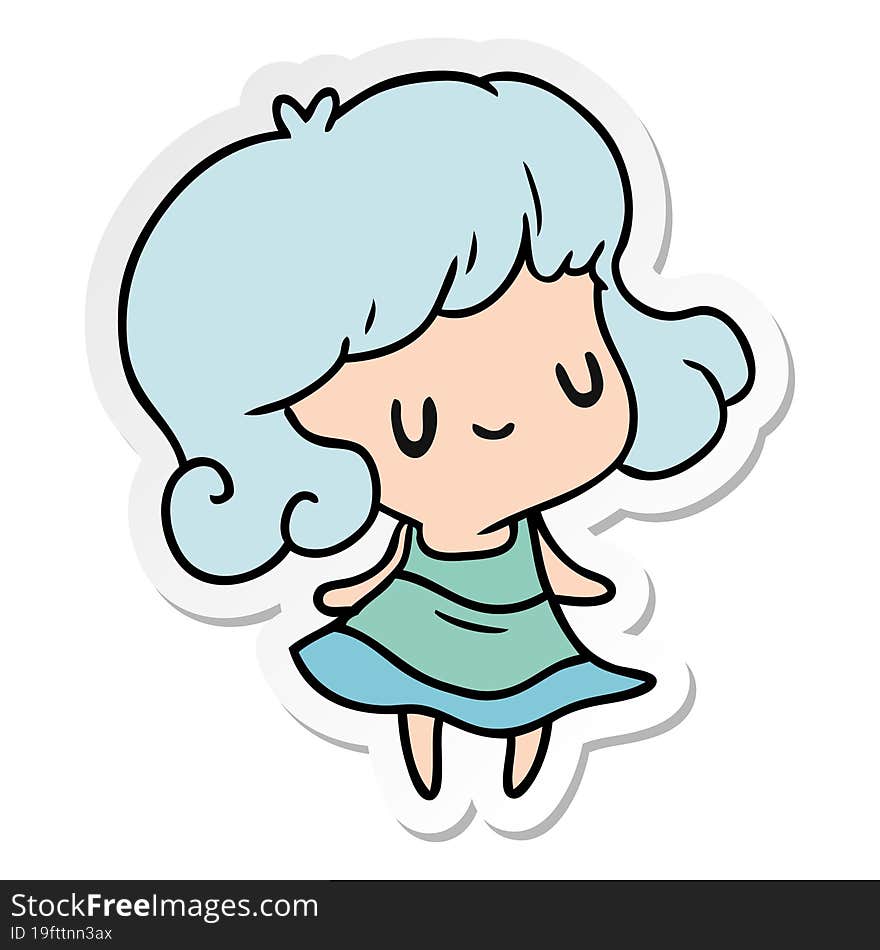 sticker cartoon illustration kawaii of cute girl. sticker cartoon illustration kawaii of cute girl