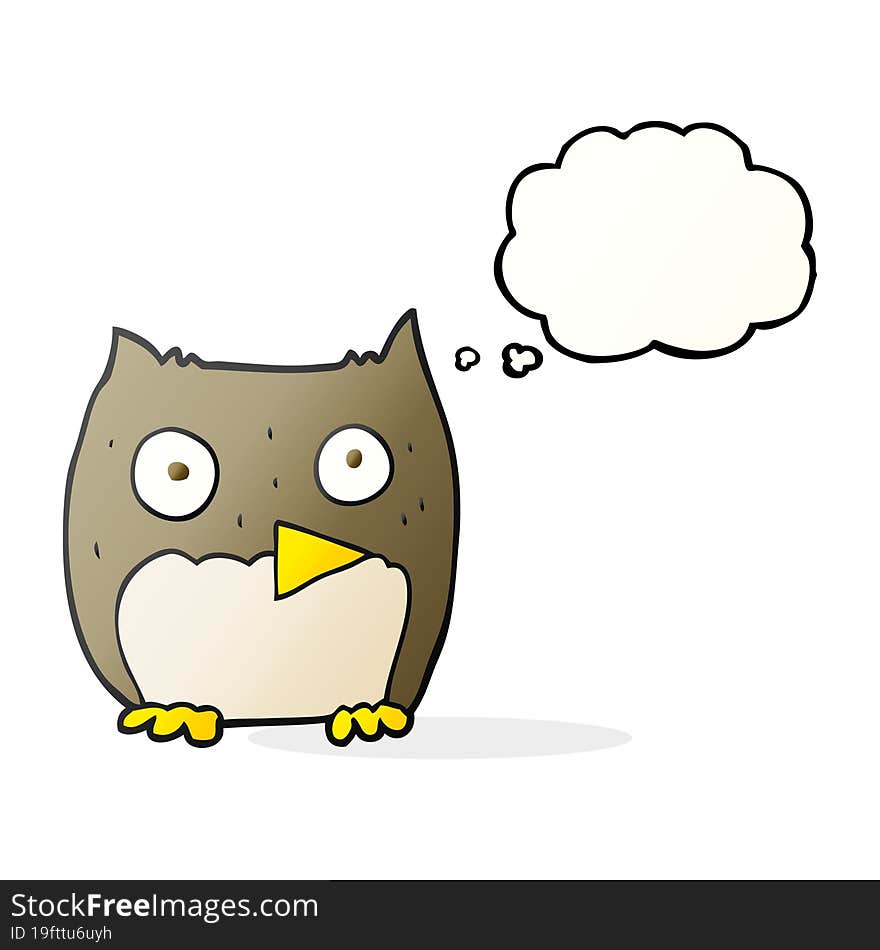 freehand drawn thought bubble cartoon owl