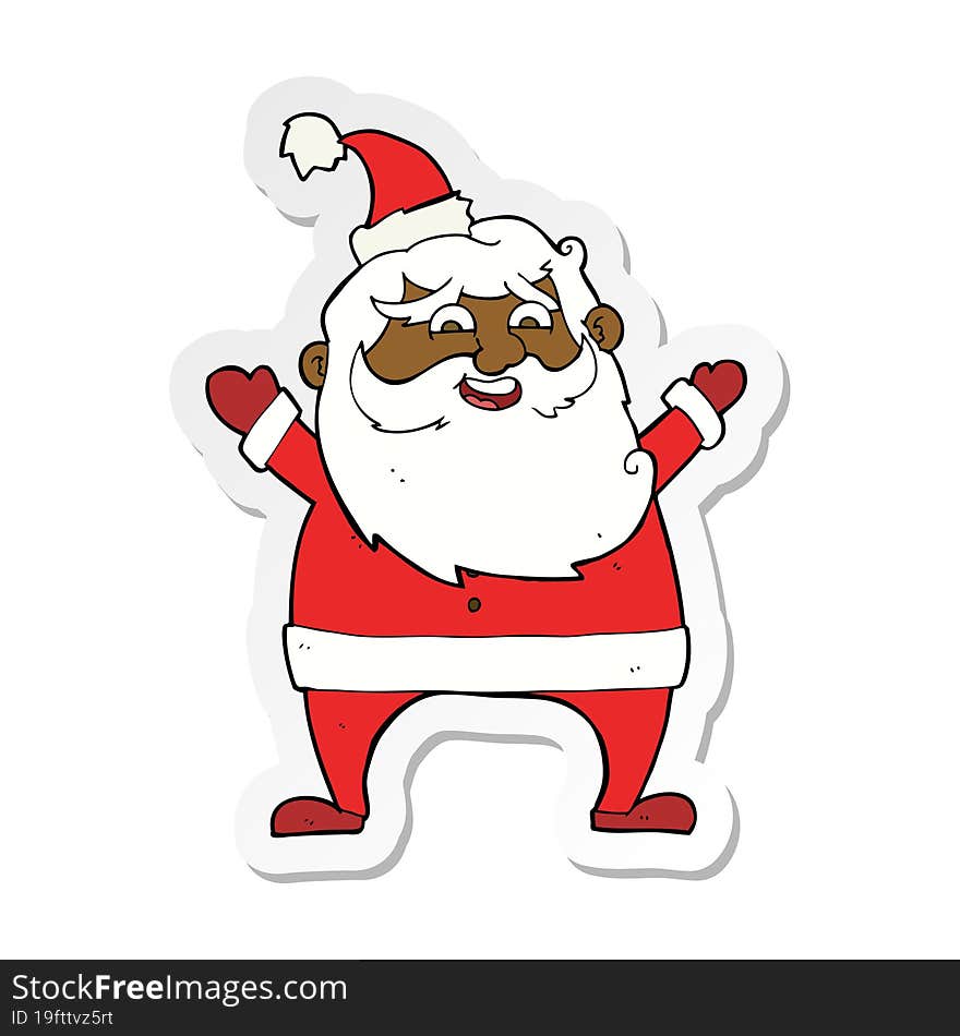 Sticker Of A Jolly Santa Cartoon