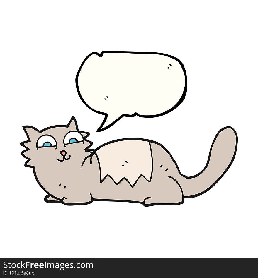 freehand drawn speech bubble cartoon cat