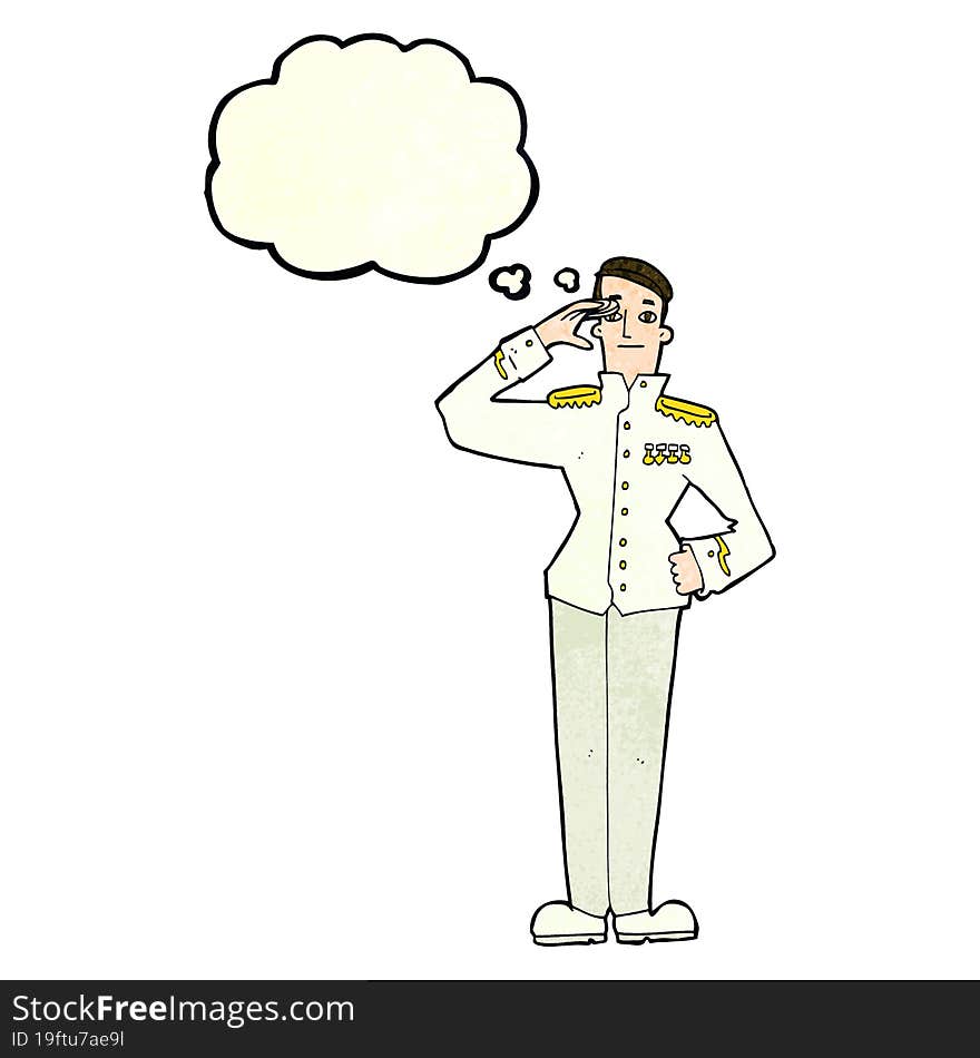 Cartoon Military Man In Dress Uniform With Thought Bubble