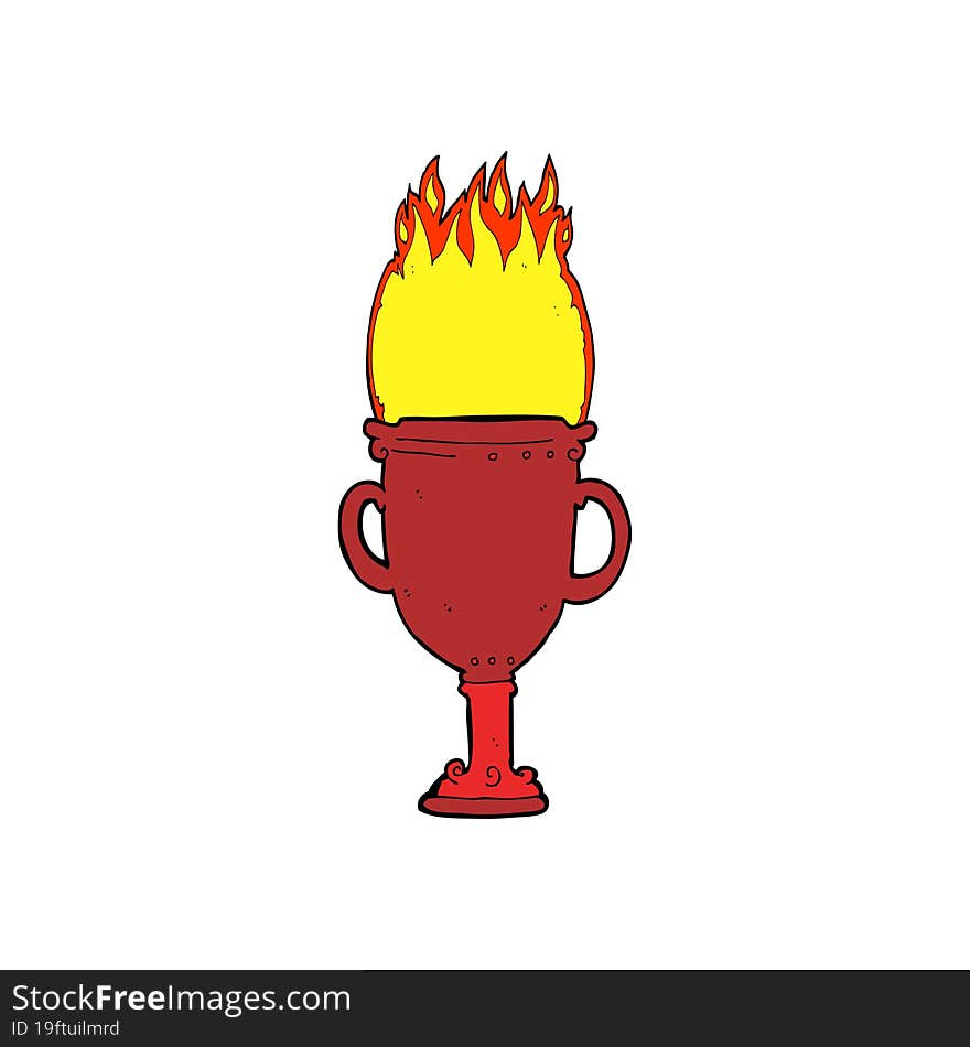 cartoon flaming trophy