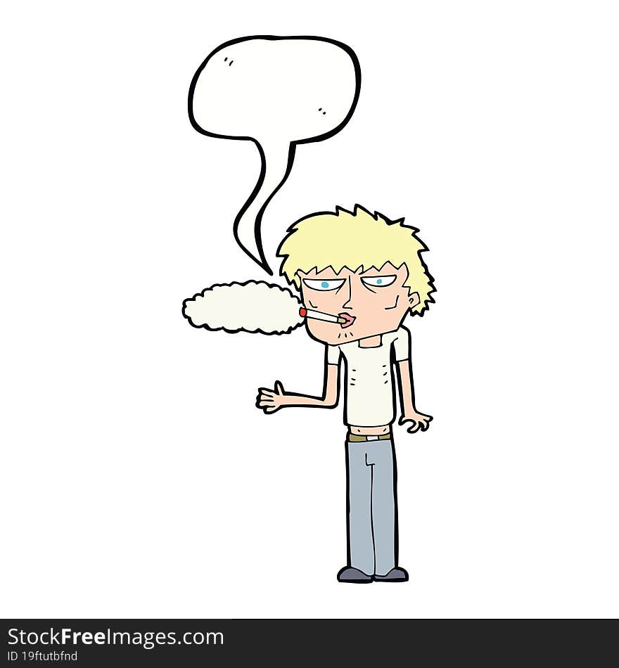 cartoon smoker with speech bubble