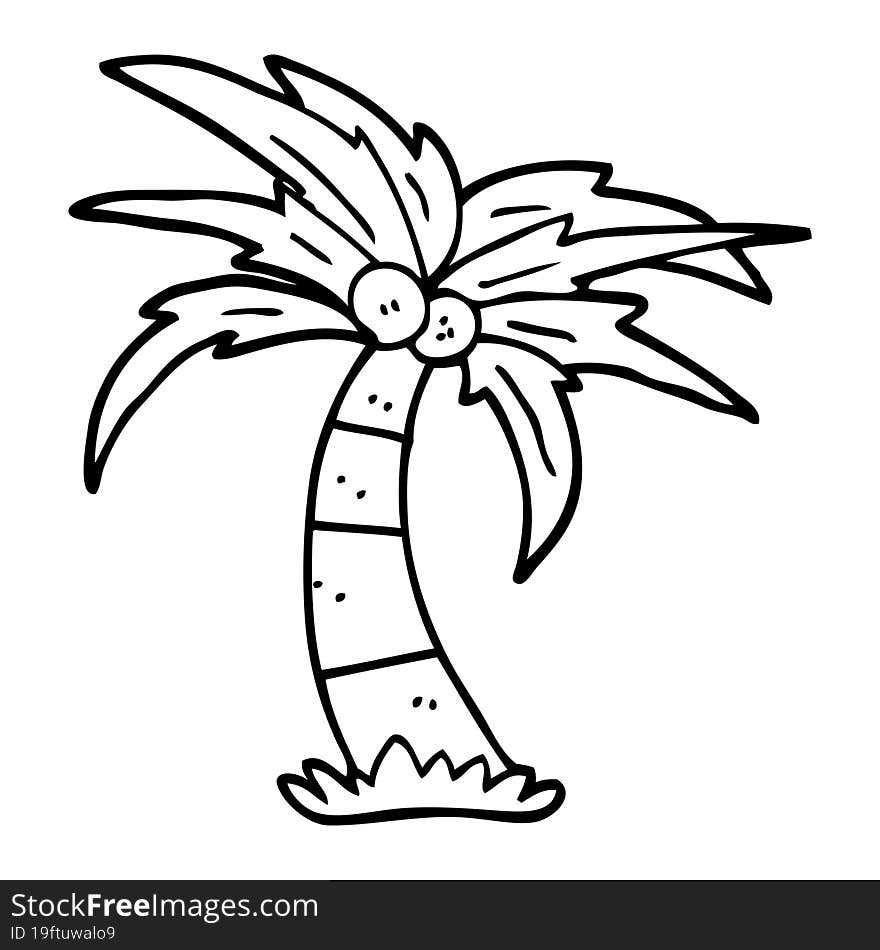 line drawing cartoon palm tree