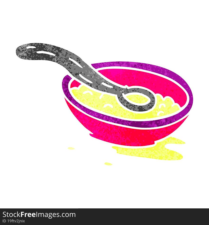 retro cartoon doodle of a cereal bowl