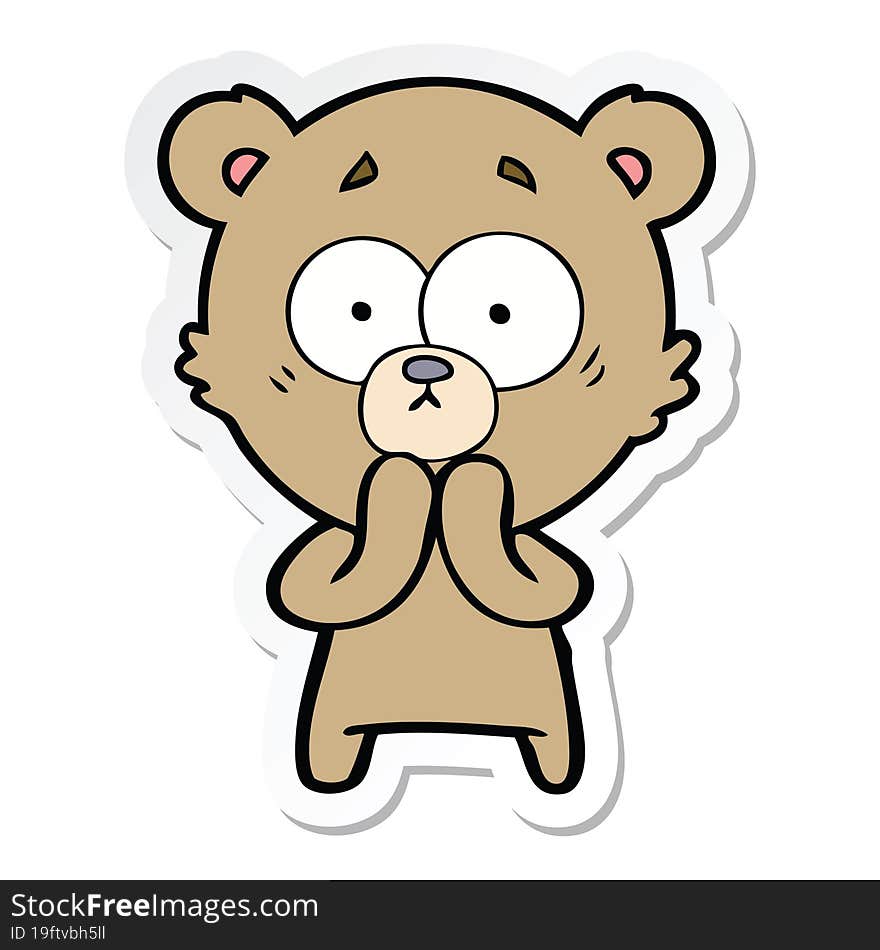 Sticker Of A Worried Bear Cartoon