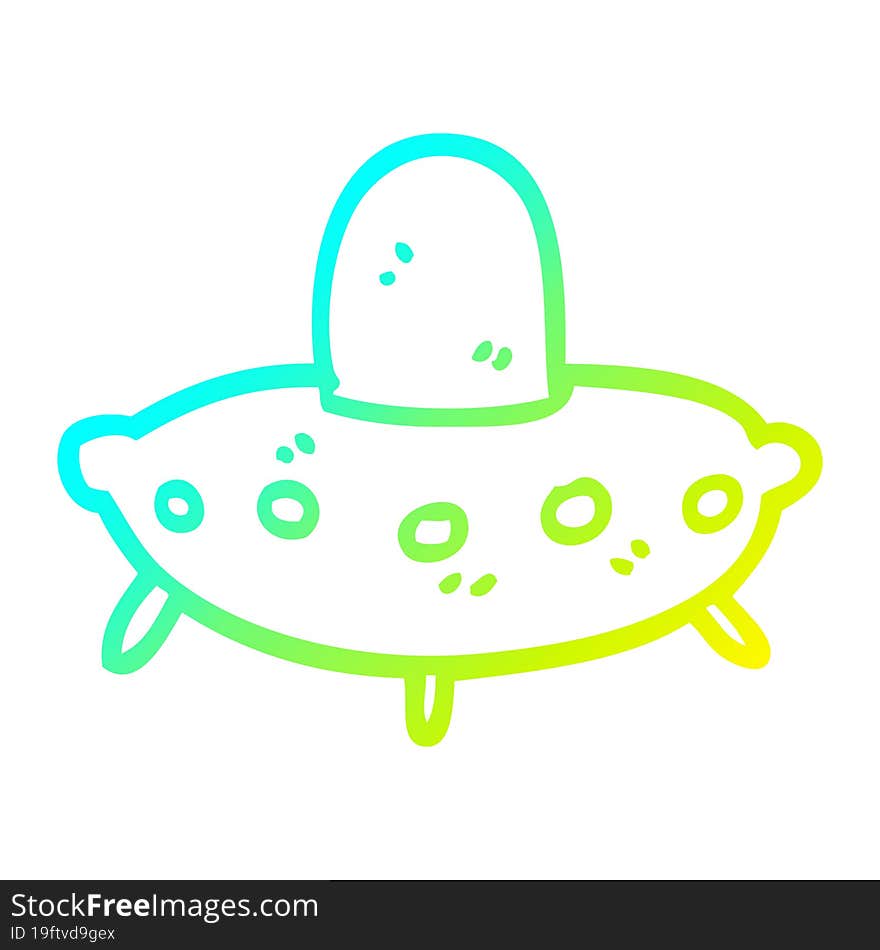 cold gradient line drawing cartoon alien spaceship