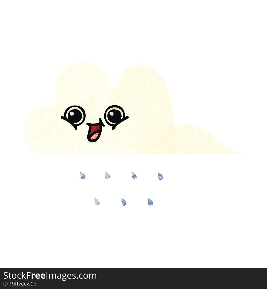 retro illustration style cartoon of a rain cloud