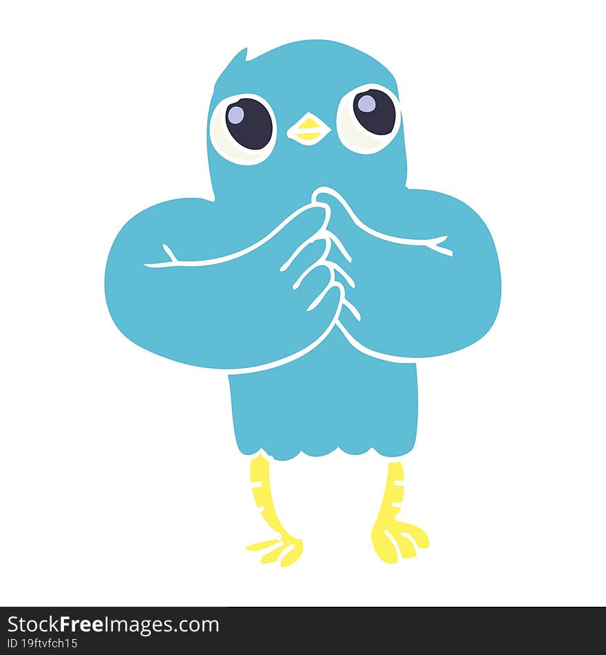 flat color illustration cartoon bird with plan