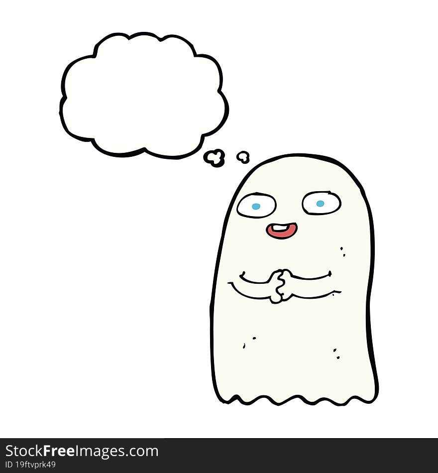 Funny Cartoon Ghost With Thought Bubble