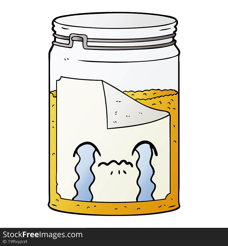 cartoon glass jar crying. cartoon glass jar crying