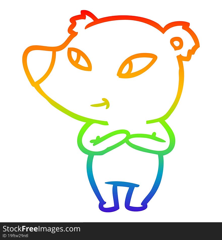 rainbow gradient line drawing cute cartoon bear