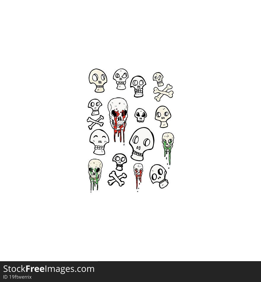 spooky skull symbols cartoon collection