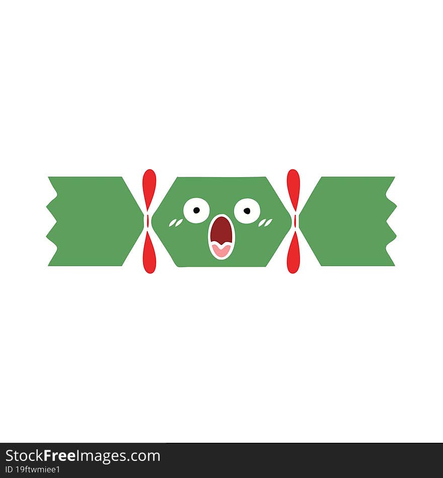 flat color retro cartoon christmas cracker