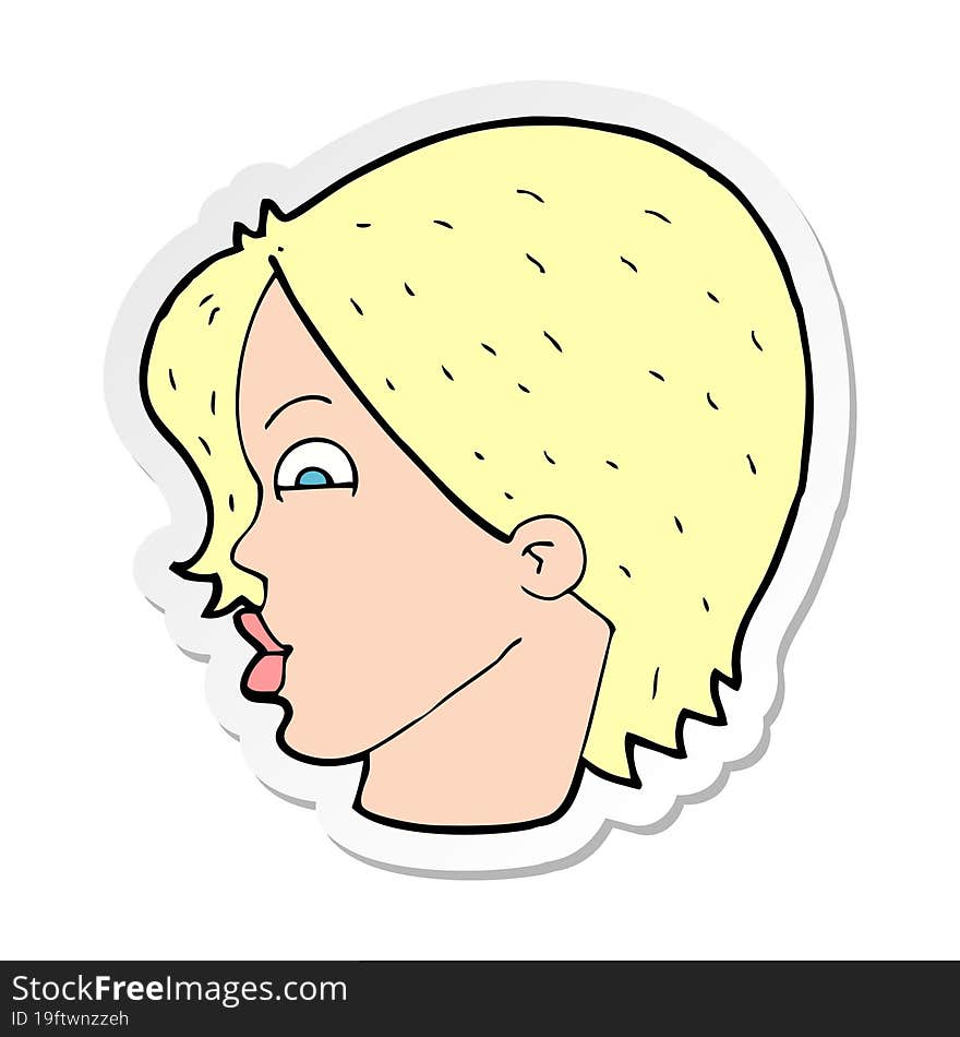 sticker of a cartoon female face