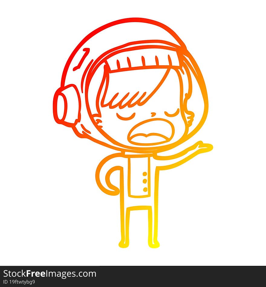 warm gradient line drawing cartoon astronaut woman explaining